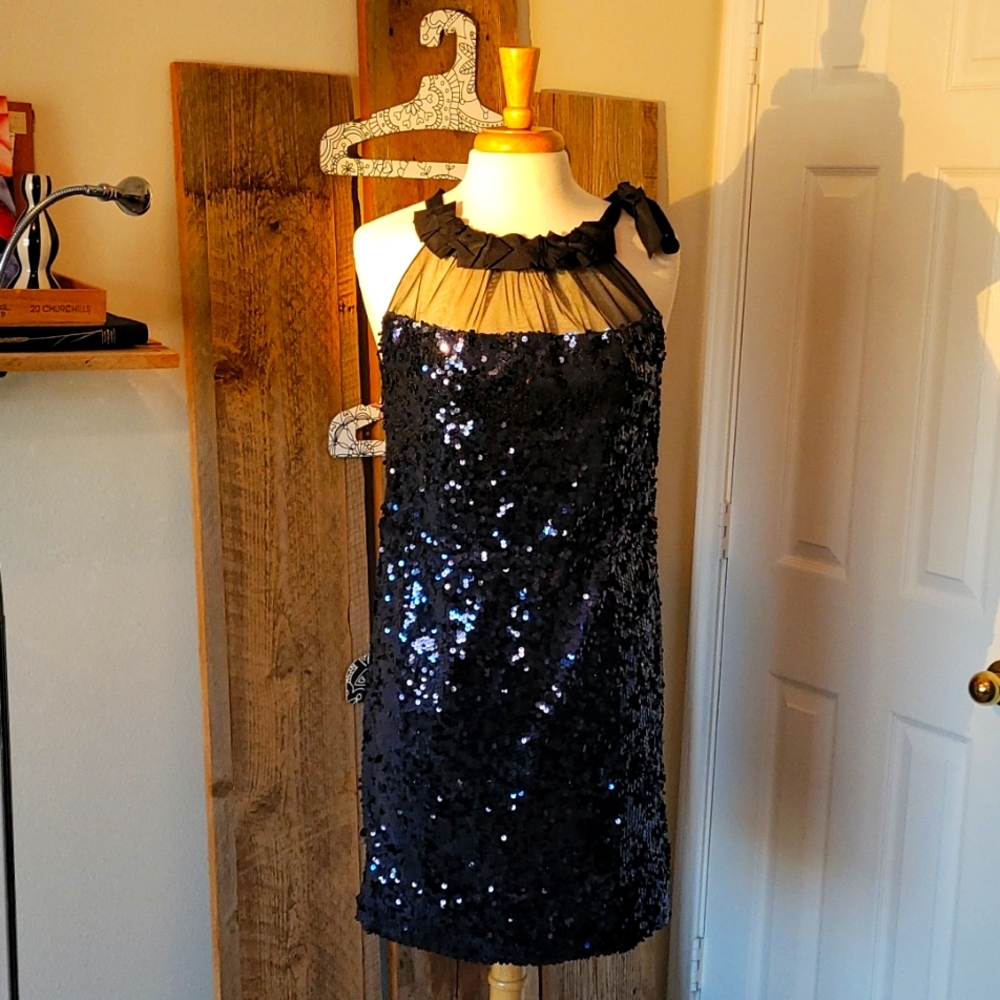 Tahari Black Sequin Dress